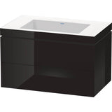 Duravit - L-Cube Two Drawer C-Bonded Wall-Mount Vanity Kit Black - Black High Gloss