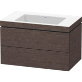 Duravit - L-Cube Two Drawer C-Bonded Wall-Mount Vanity Kit Dark Brushed Oak - Dark Brushed Oak