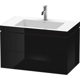 Duravit - L-Cube Two Drawer C-Bonded Wall-Mount Vanity Kit Black - Black High Gloss