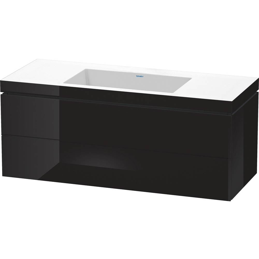 Duravit - L-Cube Two Drawer C-Bonded Wall-Mount Vanity Kit Black - Black High Gloss