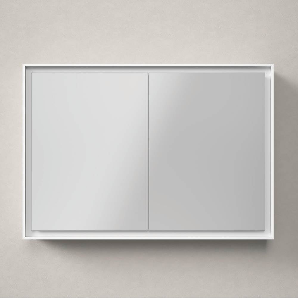 L-Cube Mirror Cabinet with Lighting White
