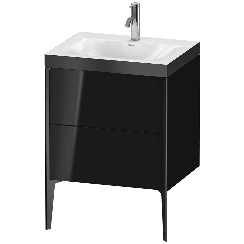 Duravit - XViu Two Drawer C-Bonded Floorstanding Vanity Kit Black - Black High Gloss