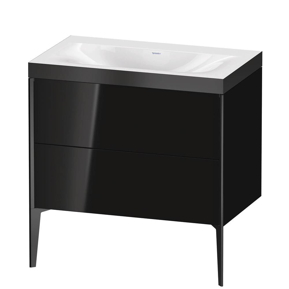 Duravit - XViu Two Drawer C-Bonded Floorstanding Vanity Kit Black - Black High Gloss