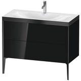 Duravit - XViu Two Drawer C-Bonded Floorstanding Vanity Kit Black - Black High Gloss