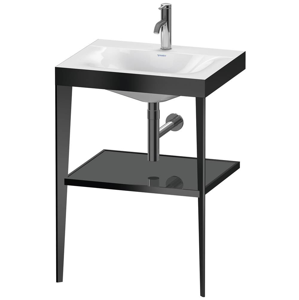 Duravit - XViu C-Bonded Vanity Kit with Sink and Metal Console White|Black - Black High Gloss
