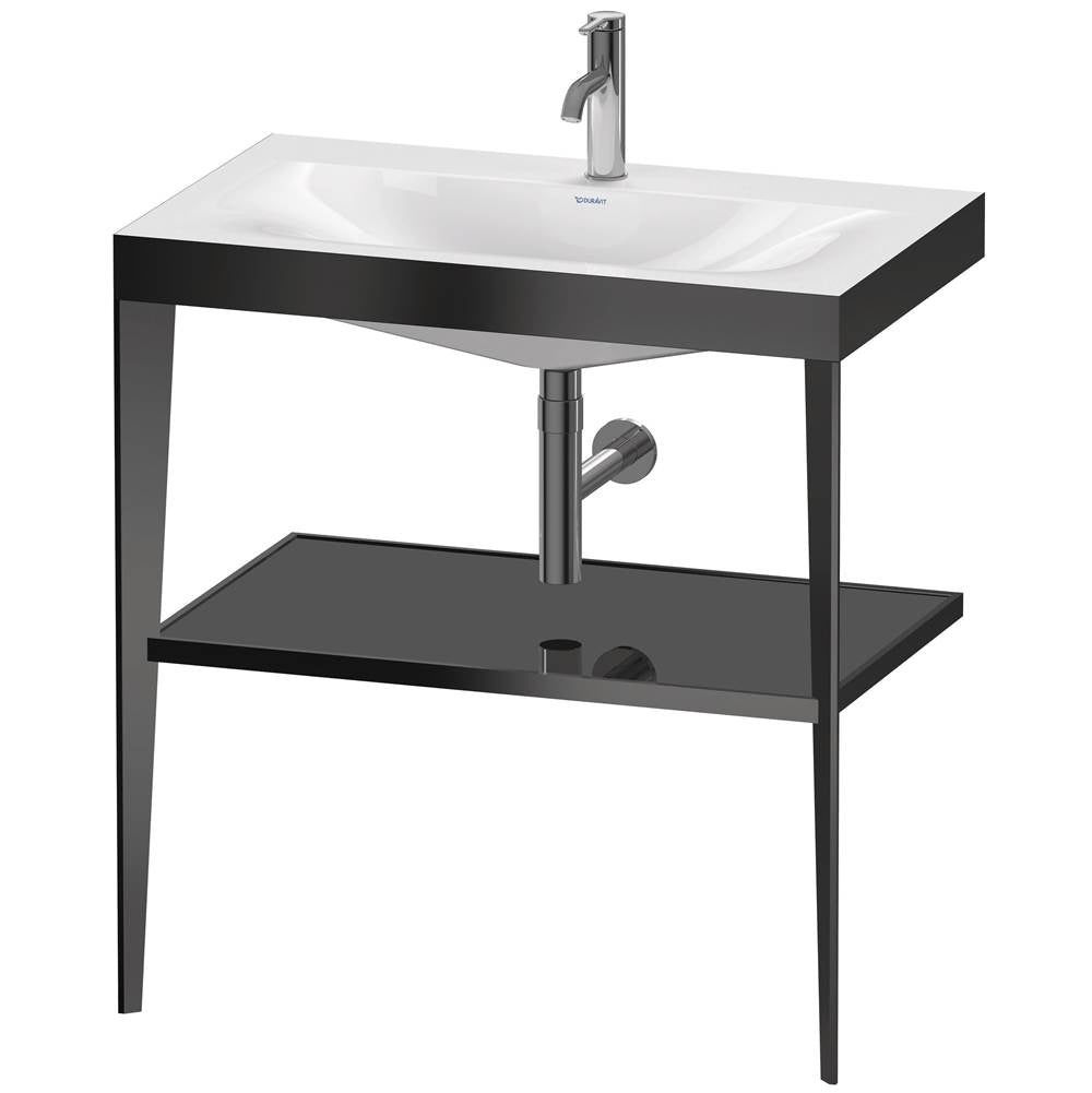 Duravit - XViu C-Bonded Vanity Kit with Sink and Metal Console Black - Black High Gloss