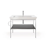 White Tulip Floorstanding Metal Console White Satin Matte