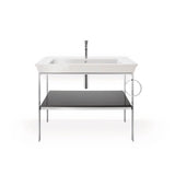 White Tulip Floorstanding Metal Console White Satin Matte