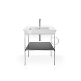 White Tulip Floorstanding Metal Console White Satin Matte