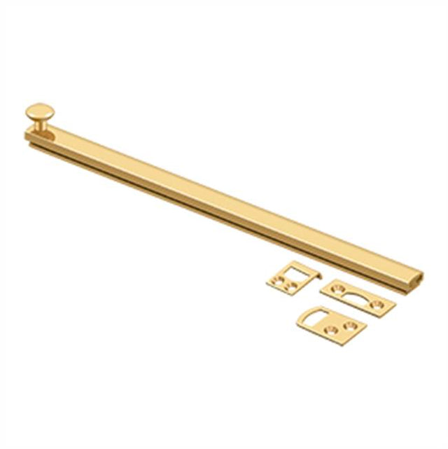 Deltana - 12'' Surface Bolt, Concealed Screw, HD - PVD Polished Brass