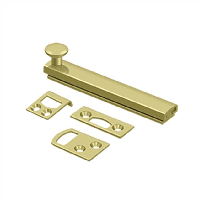 Deltana - 4'' Surface Bolt, Concealed Screw, HD - Polished Brass