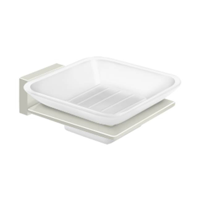 Deltana - Frosted Glass Soap Dish, 55D Series - Polished Nickel
