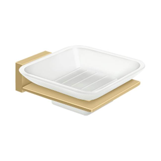 Deltana - Frosted Glass Soap Dish, 55D Series - Brushed Brass