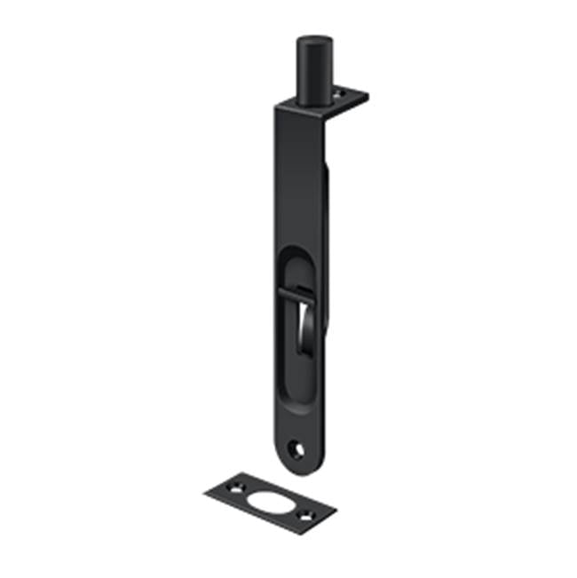 Deltana - 6'' Flush Bolt, HD Round - Paint Black