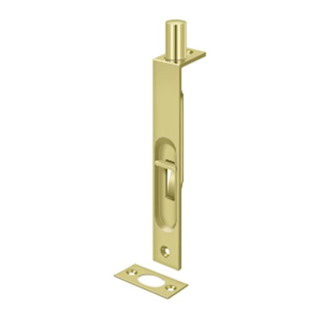 Deltana - 6'' Flush Bolt, HD, Square - Polished Brass