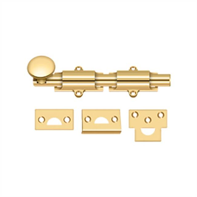 Deltana - 6'' Surface Bolt, HD - PVD Polished Brass