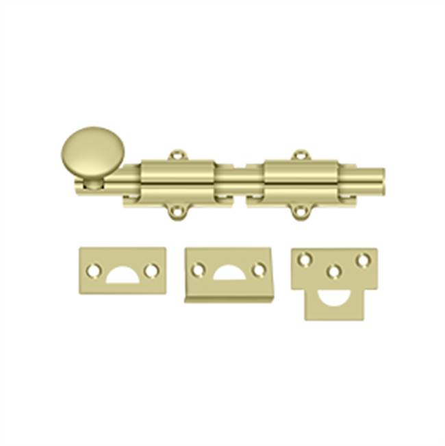 Deltana - 6'' Surface Bolt, HD - Unlacquered Brass