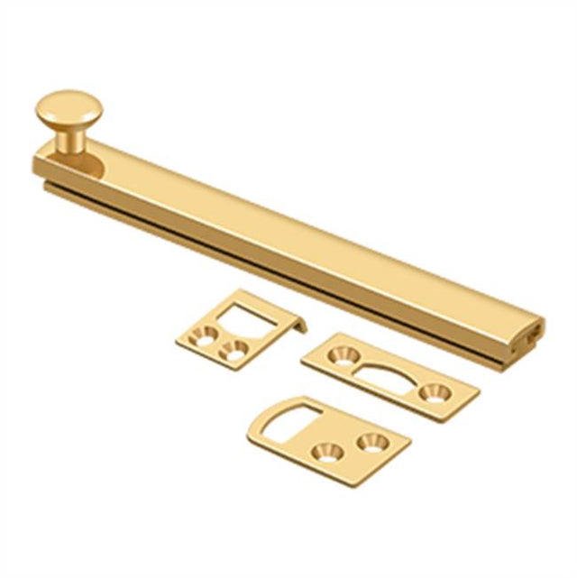 Deltana - 6'' Surface Bolt, Concealed Screw, HD - PVD Polished Brass