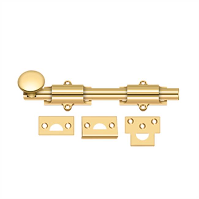 Deltana - 8'' Surface Bolt, HD - PVD Polished Brass