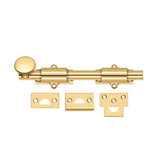 Deltana - 8'' Surface Bolt, HD - PVD Polished Brass