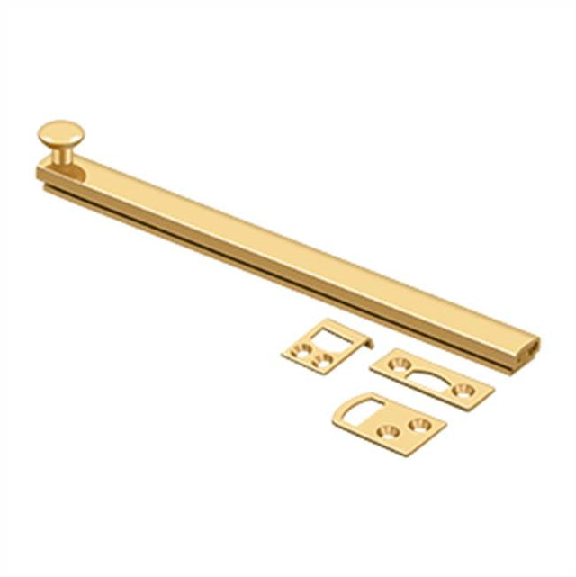 Deltana - 8'' Surface Bolt, Concealed Screw, HD - PVD Polished Brass