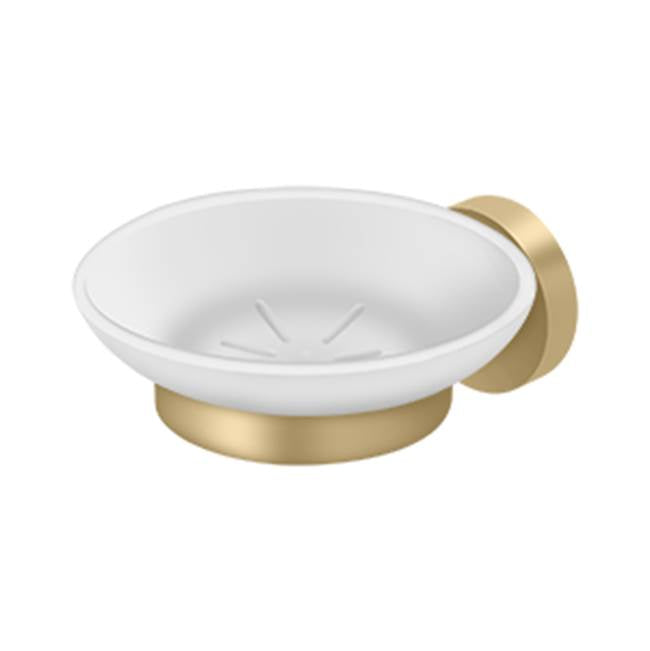 Deltana - Frosted Glass Soap Dish BBS Series - Brushed Brass