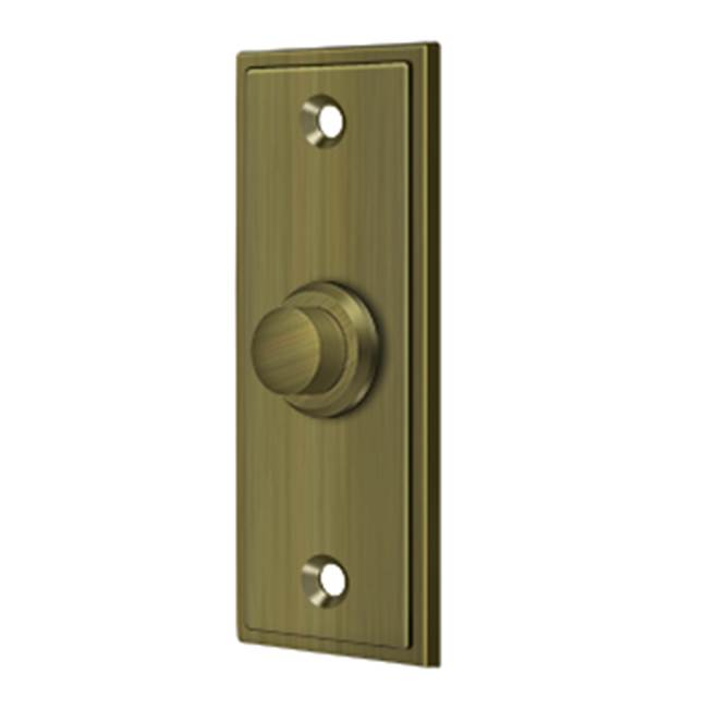 Deltana - Bell Button, Rectangular Contemporary - Antique Brass