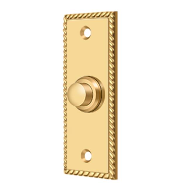 Deltana - Bell Button, Rectangular with Rope Pattern - PVD Polished Brass
