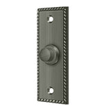 Deltana - Bell Button, Rectangular with Rope Pattern - Antique Nickel