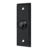 Deltana - Bell Button, Rectangular with Rope Pattern - Paint Black
