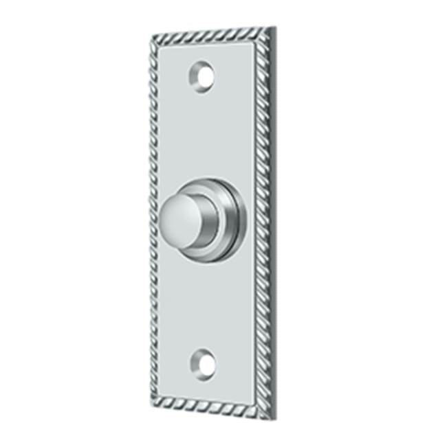 Deltana - Bell Button, Rectangular with Rope Pattern - Polished Chrome