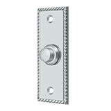 Deltana - Bell Button, Rectangular with Rope Pattern - Polished Chrome