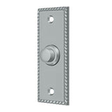 Deltana - Bell Button, Rectangular with Rope Pattern - Brushed Chrome