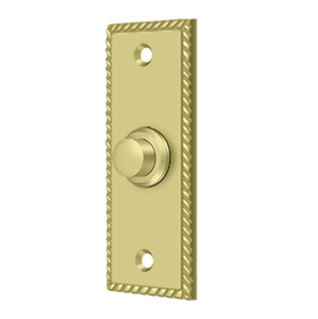 Deltana - Bell Button, Rectangular with Rope Pattern - Polished Brass
