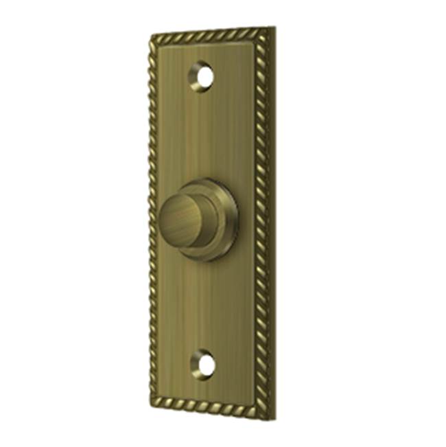 Deltana - Bell Button, Rectangular with Rope Pattern - Antique Brass
