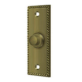 Deltana - Bell Button, Rectangular with Rope Pattern - Antique Brass