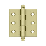 Deltana - 2'' x 2'' Hinge, w/ Ball Tips - Unlacquered Brass