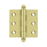 Deltana - 2'' x 2'' Hinge, w/ Ball Tips - Polished Brass