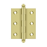 Deltana - 2-1/2'' x 2'' Hinge, w/ Ball Tips - Unlacquered Brass