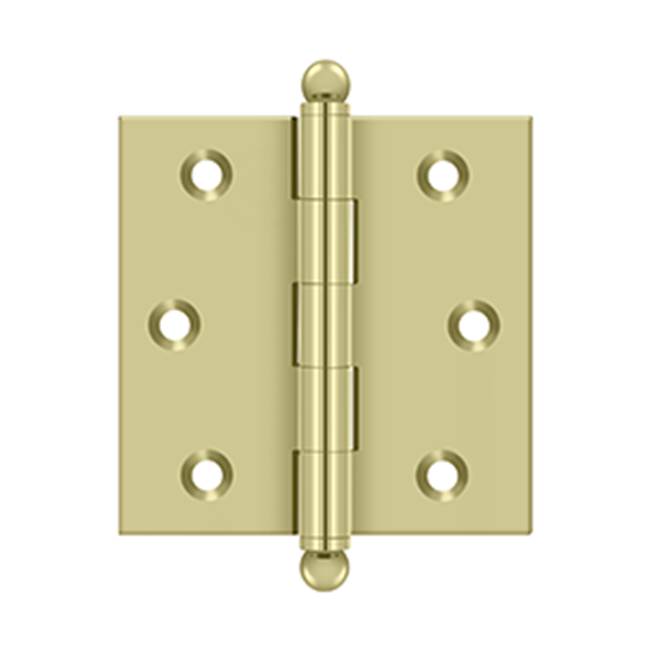 Deltana - 2-1/2'' x 2-1/2'' Hinge, w/ Ball Tips - Unlacquered Brass