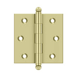 Deltana - 2-1/2'' x 2-1/2'' Hinge, w/ Ball Tips - Unlacquered Brass