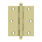 Deltana - 3'' x 2-1/2'' Hinge, w/ Ball Tips - Unlacquered Brass