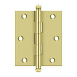 Deltana - 3'' x 2-1/2'' Hinge, w/ Ball Tips - Polished Brass