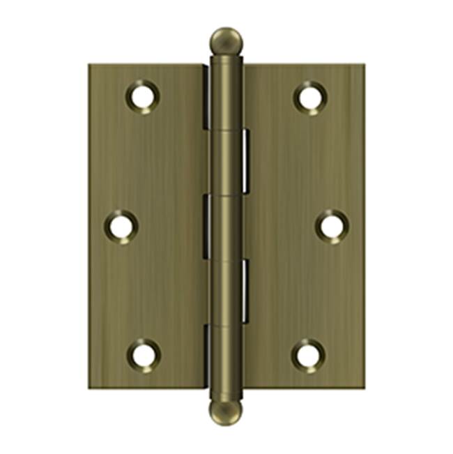 Deltana - 3'' x 2-1/2'' Hinge, w/ Ball Tips - Antique Brass