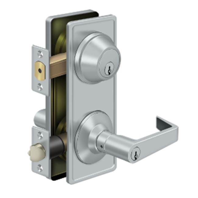 Deltana - Intercon. Lock GR2, Entry w/ Claredon Lever - Brushed Chrome