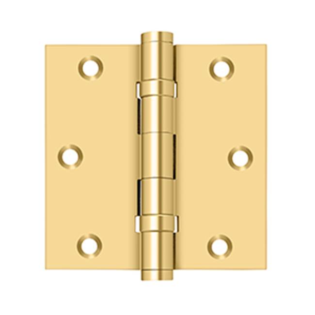 Deltana - 3-1/2'' x 3-1/2'' Square Hinge, Ball Bearings - PVD Polished Brass