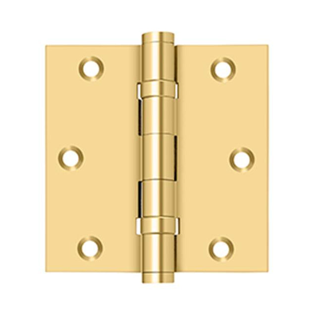 Deltana - 3-1/2'' x 3-1/2'' Square Hinge, Ball Bearings - PVD Polished Brass