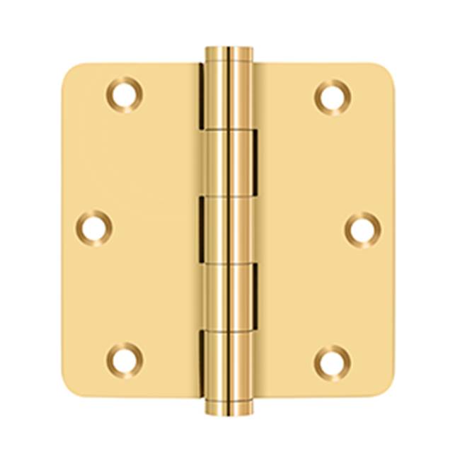 Deltana - 3-1/2'' x 3-1/2'' x 1/4'' Radius Hinge, Residential - PVD Polished Brass