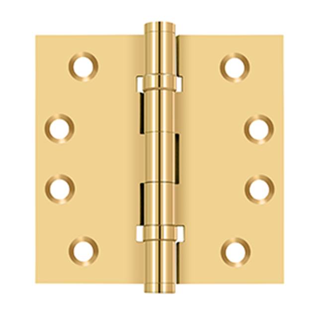Deltana - 4'' x 4'' Square Hinges, Ball Bearings - PVD Polished Brass