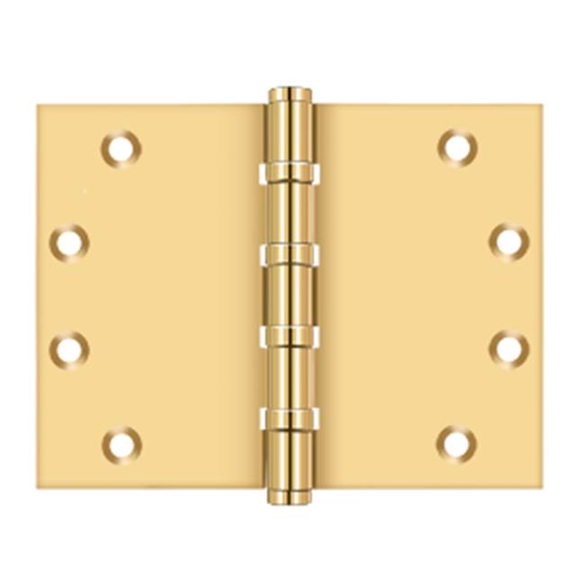 Deltana - 4-1/2'' x 6'' Square Corner Hinge, Ball Bearing - PVD Polished Brass